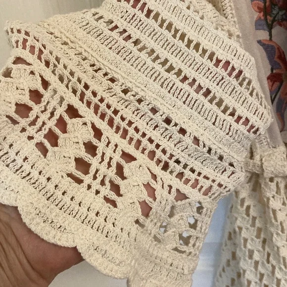 Handmade Boho Crochet Cardigan with Floral Embroidery - Picture 6 of 14